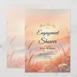 Gyllene Solnedgång Äng Strand Förlovningsbröllopss Inbjudningar