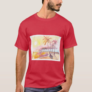 Gyllene solnedgång över palmer och hav vid Dauphin T Shirt