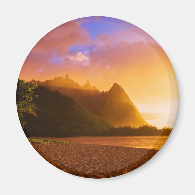 Gyllene solnedgång på stranden, Hawaii Magnet (Framsidan)