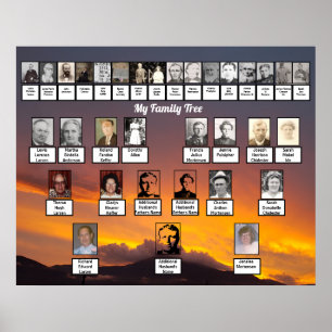 Gyllene solnedgångs Personliga Familjeträd Poster