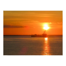 Gyllene solnedgångsfartyg siluett Cozumel