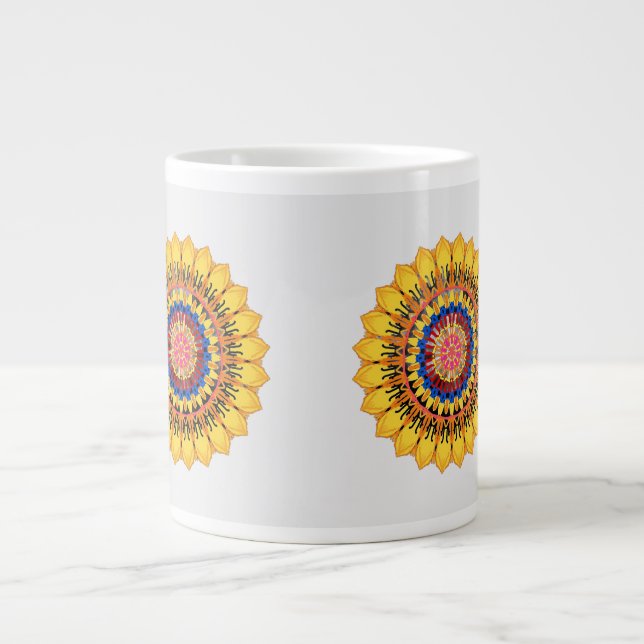 Gyllene solstrålning  jumbo mugg (Framsidan)