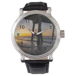 Gyllene soluppgång under Pensacola Pier armbandsur