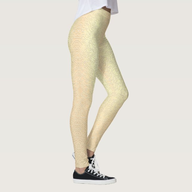 Gyllene spetsleggings jul spetstryckta byxor (Höger)
