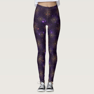 Gyllene spindelnätsbokeh – Elegant halloween-nät ( Leggings