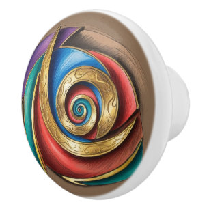 Gyllene Spiral Juvel Abstrakt på Taupe Knopp