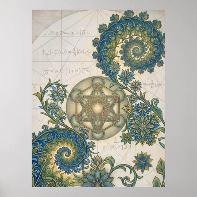 Gyllene Spiral Ritning Andlig Konst Poster (Framsidan)
