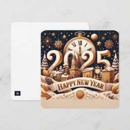 Gyllene stadslandskapsnedräkning julkort