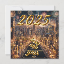 Gyllene stadsljus Nyår 2025 Grattulationskort Julkort