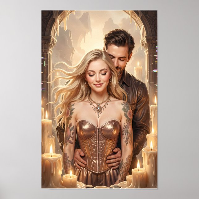 Gyllene stearinljusromantisk dagdrömmsposter poster (Framsidan)