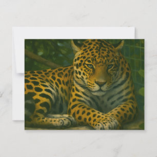Gyllene stillhet – Vilande leopard i lövverk Vykort