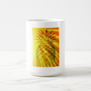 Gyllene strålar som passerar genom en stor ananas  kaffemugg