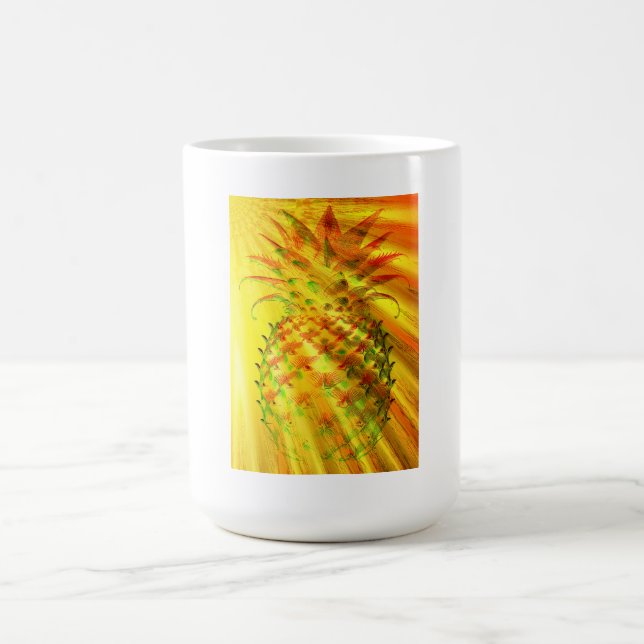 Gyllene strålar som passerar genom en stor ananas  kaffemugg (Center)