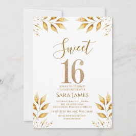 Gyllene strålning Sweet 16-inbjudan Inbjudningar