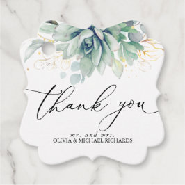 Gyllene Sukkulenter Grönska Bröllop Tack Gåvor Etiketter