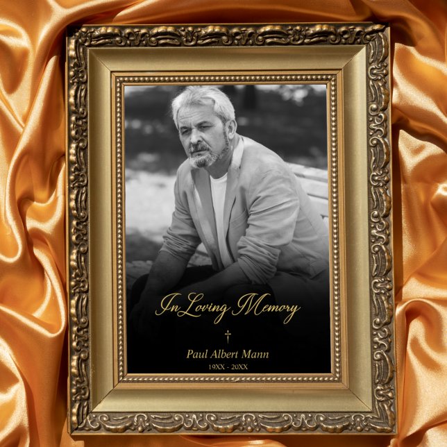 Gyllene Svartvitt Foto Begravningstjänst Till Minn Poster (Skapare uppladdad)