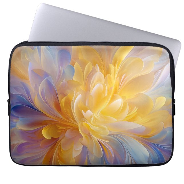 Gyllene symfoni av blommande abstrakta kronblad laptop fodral (Framsidan)