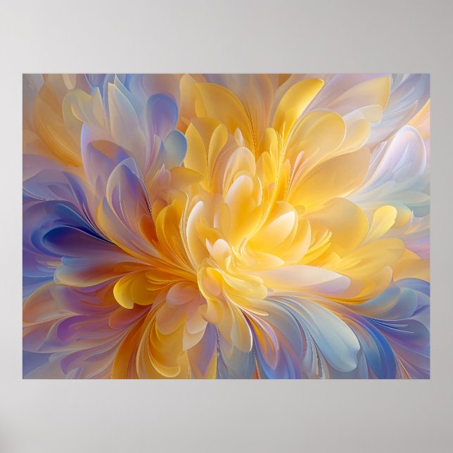 Gyllene symfoni av blommande abstrakta kronblad poster (Framsidan)