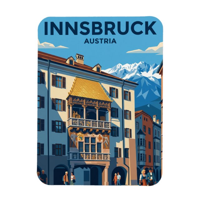 Gyllene taket (Goldenes Dachl) Österrike Magnet (Vertikal)