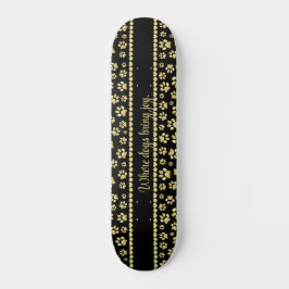 Gyllene tassavtryck på svart med anpassat namn mini skateboard bräda 18,5 cm