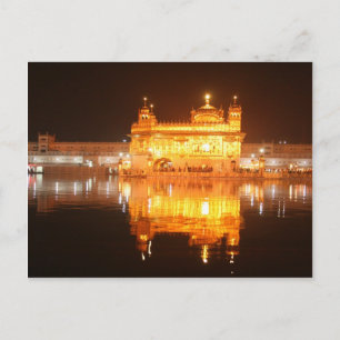 Gyllene templet Amritsar norra Indien på natten Vykort