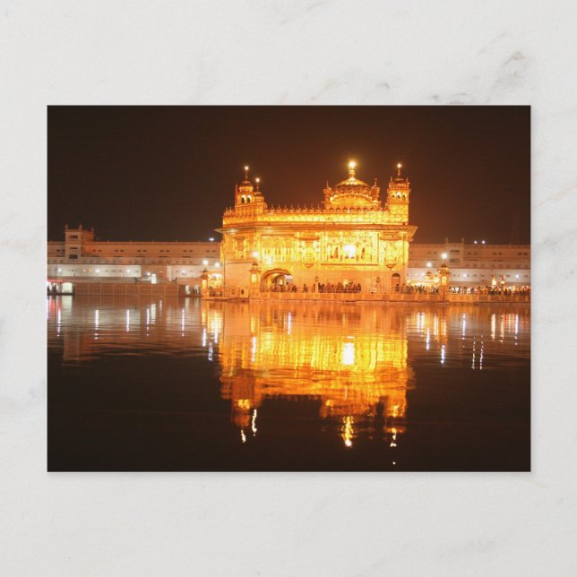 Gyllene templet Amritsar norra Indien på natten Vykort (Framsida)