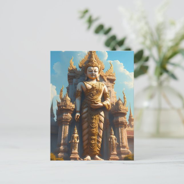 Gyllene Thailändska Tempelskydd Vykort (Stående Fram)
