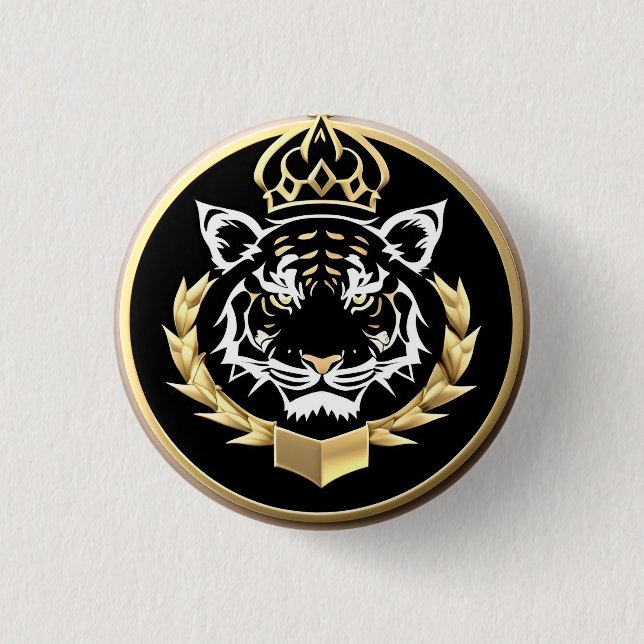 Gyllene Tiger Crest Emblem Knapp (Framsida)