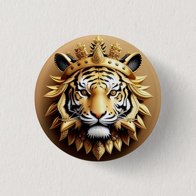 Gyllene Tiger Crest Emblem Knapp (Framsida)