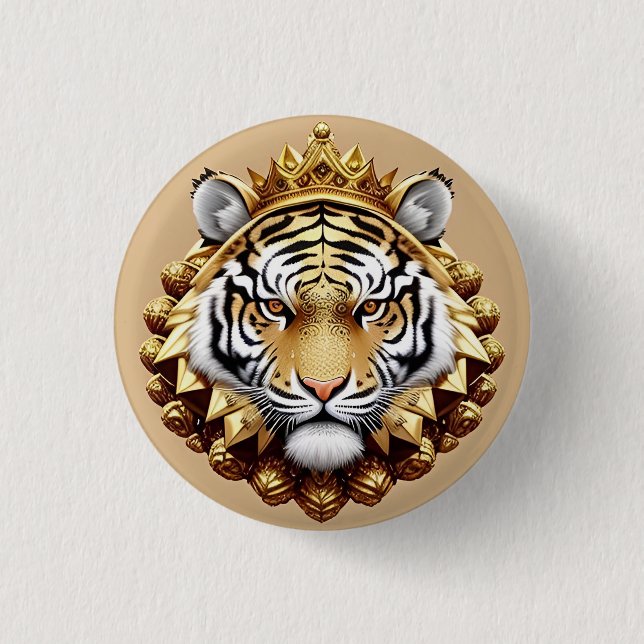 Gyllene Tiger Crest Emblem Knapp (Framsida)