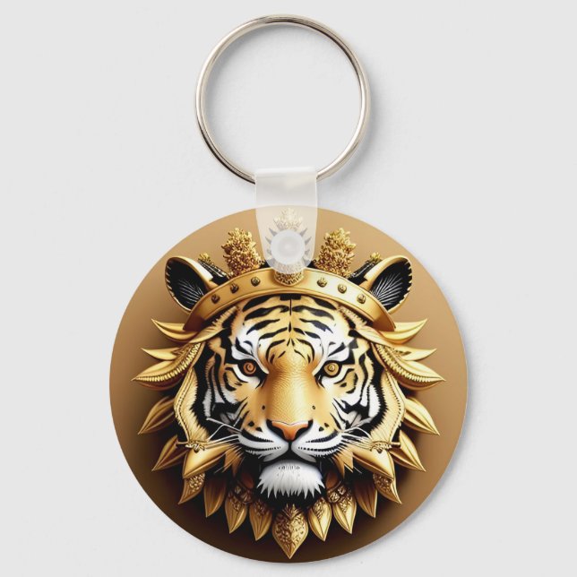 Gyllene Tiger Crest Emblem Nyckelring (Framsida)