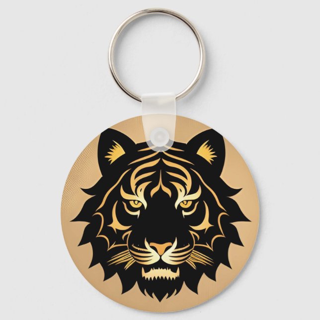 Gyllene Tiger Crest Emblem Nyckelring (Framsida)