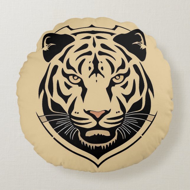 Gyllene Tiger Crest Emblem Rund Kudde (Framsidan)