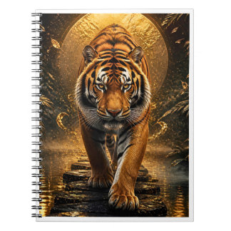 Gyllene Tiger Lyxig Vilda Djur Konst Anteckningsbok