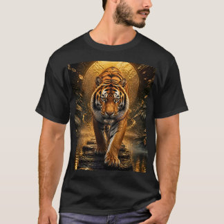 Gyllene Tiger Lyxig Vilda Djur Konst T Shirt