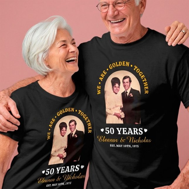 Gyllene Tillsammans 50-års Bröllopsfoto T Shirt (We are golden together 50th wedding anniversary t-shirt)