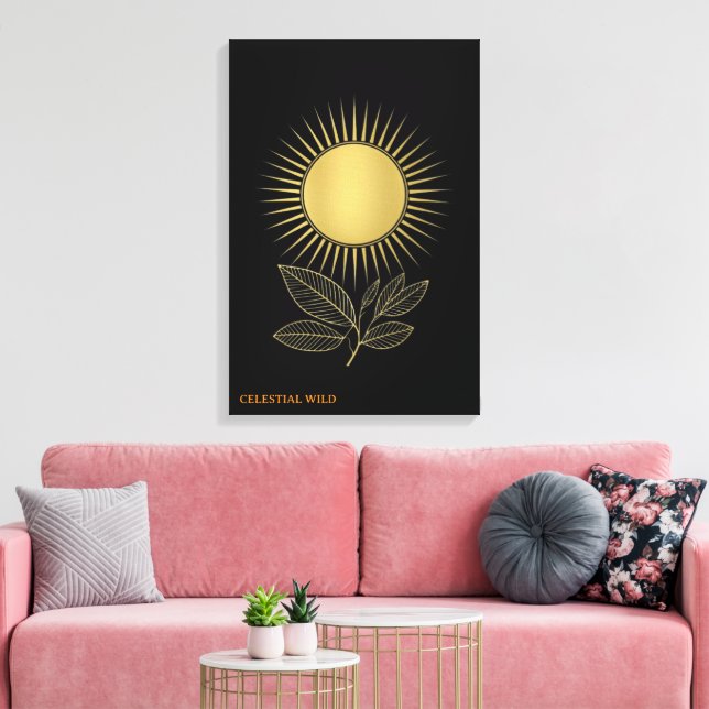 Gyllene Tillväxt Strålning Fin Konstduk Canvas (Insitu (Vardagsrum))