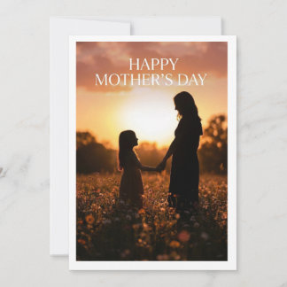 Gyllene Timme Mamma & Dotter — Vildblomma Solnedgå Julkort