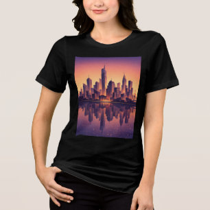 Gyllene Timme Modern Stadssilhuett – Minimalistisk T Shirt
