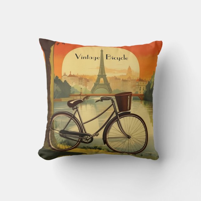 Gyllene timme Parisisk cykel - Anpassningsbar Kudde (Framsida)