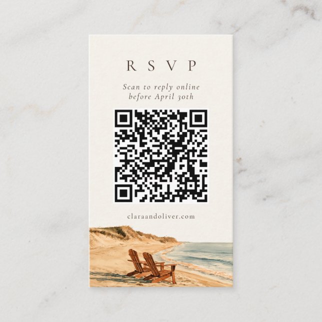 Gyllene timme Strandbröllop QR RSVP-kort Tilläggskort (Framsida)