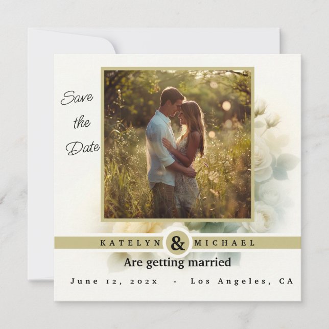 Gyllene Timmen Embrace - Spara Datumet Inbjudningar (Framsida)