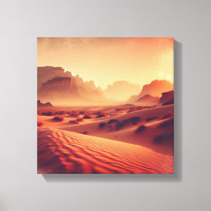 Gyllene timmen över ökenklippor – Kanvastryck