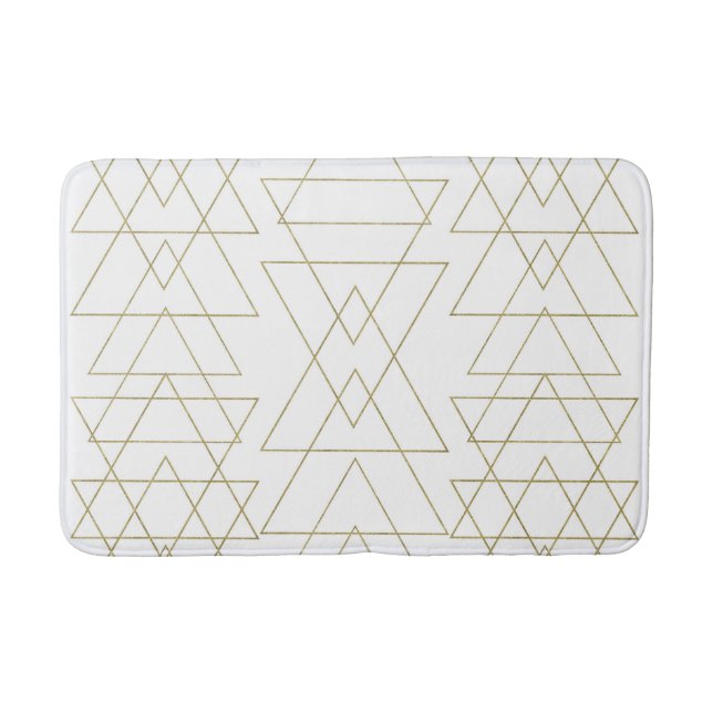 Gyllene trianglar Chic vit modern glamour Badrumsmatta (Framsidan)
