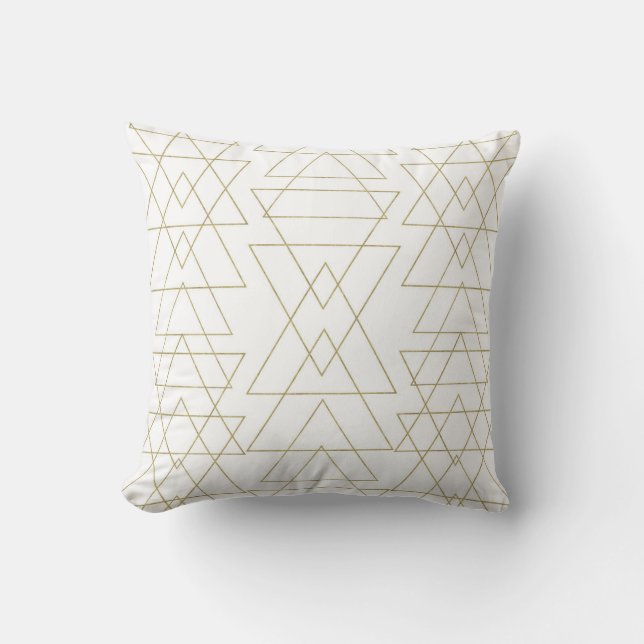 Gyllene Trianglar Chic Vit Modern Glamour Kudde (Framsida)