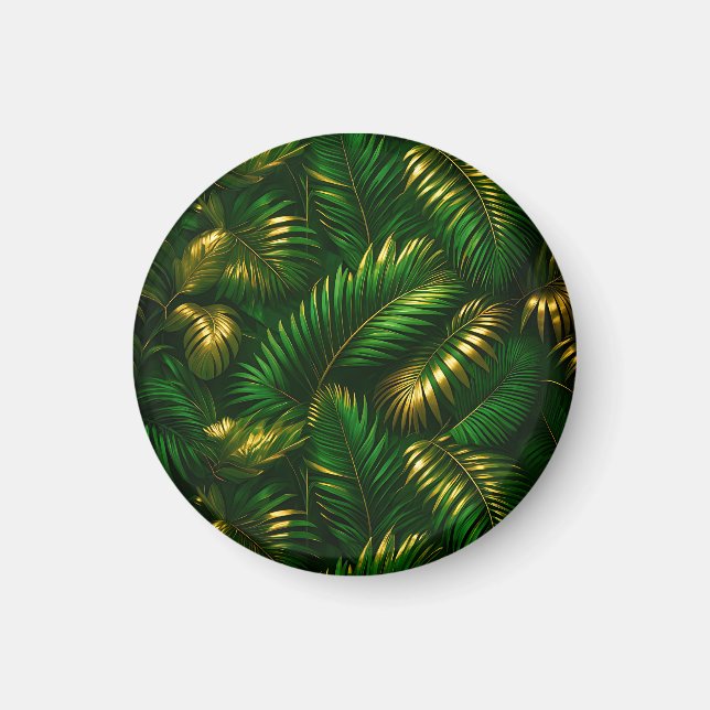 Gyllene Tropiska Blad Jungle Luxe Magnet (Framsidan)