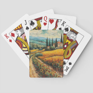 Gyllene Tuscany Vildblomma Landsbygd Landskap Casinokort