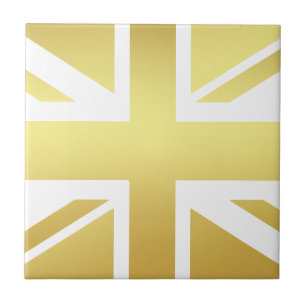 Gyllene Union Jack brittisk flagga keramisk platta Kakelplatta