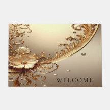Gyllene utsmyckad blomdoormatt
