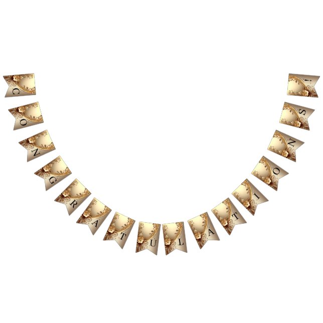 Gyllene utsmyckad blomsterflagg vimplar (Alla)